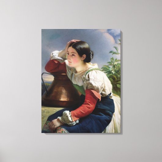 Young Italiaans bij de Well, c.1833-34 Canvas Afdruk (Voorkant)