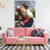 Young Italiaans bij de Well, c.1833-34 Canvas Afdruk (Insitu (Woonkamer))