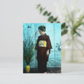 Young Japans meisje  hand kleurde Kimono Briefkaart (Staand voorkant)