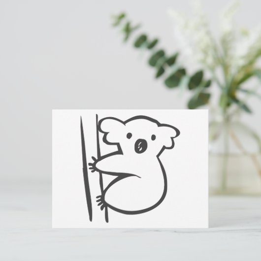 Young Koala in een boom in Black en White Sketch Briefkaart (Staand voorkant)