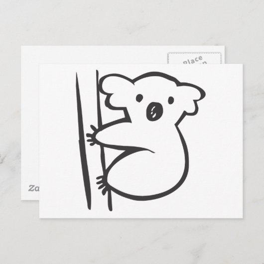 Young Koala in een boom in Black en White Sketch Briefkaart (Voorkant / Achterkant)
