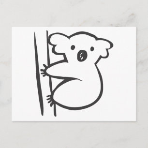 Young Koala in een boom in Black en White Sketch Briefkaart