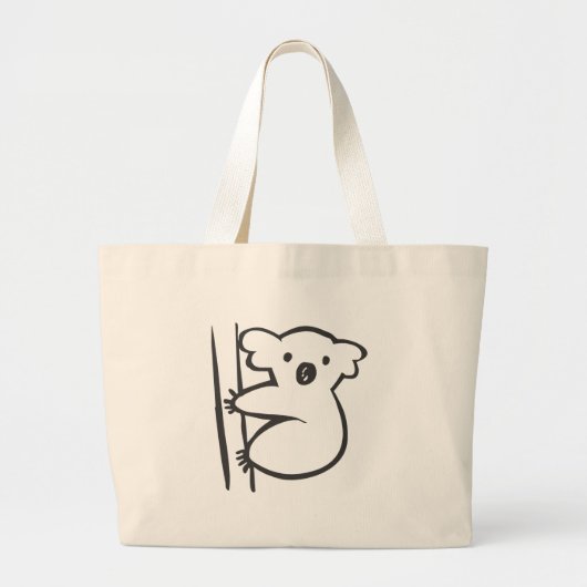 Young Koala in een boom in Black en White Sketch Grote Tote Bag (Voorkant)