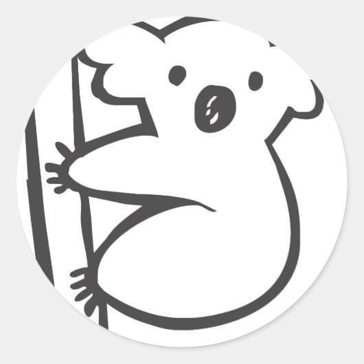 Young Koala in een boom in Black en White Sketch Ronde Sticker (Voorkant)