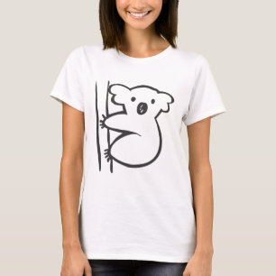 Young Koala in een boom in Black en White Sketch T-shirt