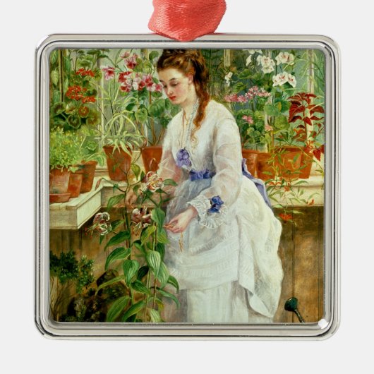 Young Lady in a Conservatory Metalen Ornament (Voorkant)