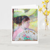 Young Lady met een Japanse ventilator, Mary Cassat Kaart (Gele Bloem)