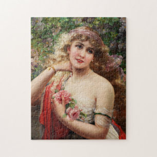 Young Lady Met Rozen van Emile Vernon Legpuzzel