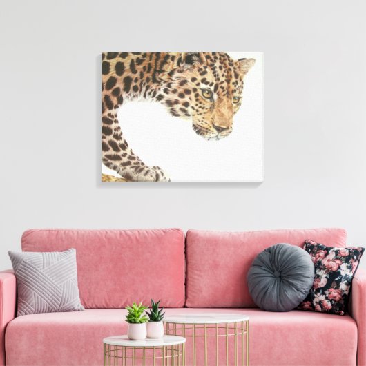 Young Leopard Painting Canvas Afdruk (Insitu (Woonkamer))