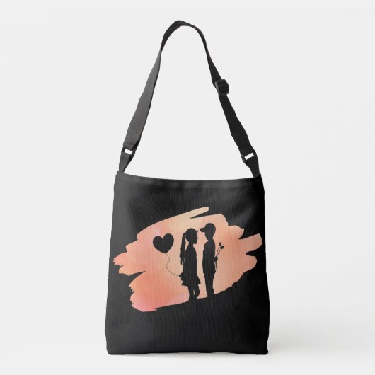Young Love Girl en Boy Silhouette Crossbody Tas (Achterkant)