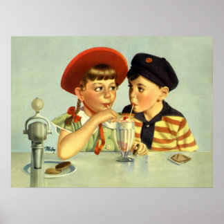 Young Lovers Illustration Poster