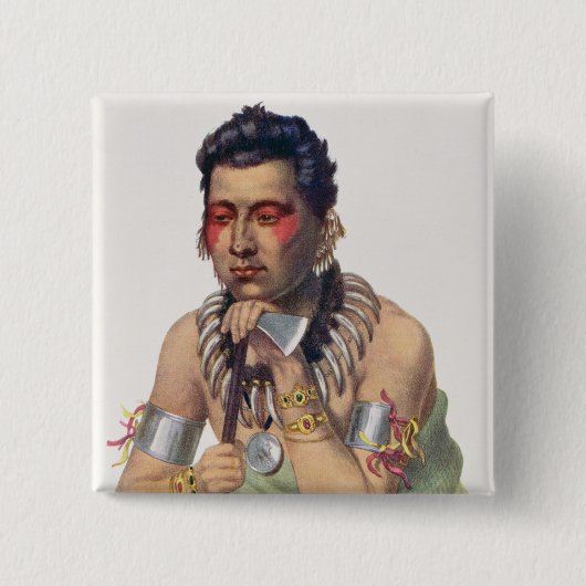 Young Ma-Has-Ka, Chief of the Iowas Vierkante Button 5,1 Cm (Voorkant)