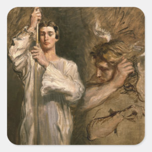 Young Man Holding a Cross Vierkante Sticker
