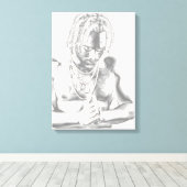 Young Man in Prayer Canvas Black White print (Insitu (Houten vloer))
