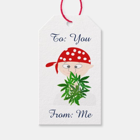 Young Man met Weed Bouquet Personalized Cadeaulabel (Voorkant)
