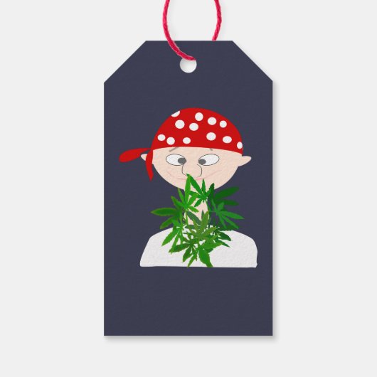 Young Man met Weed Bouquet Personalized Cadeaulabel (Achterkant)