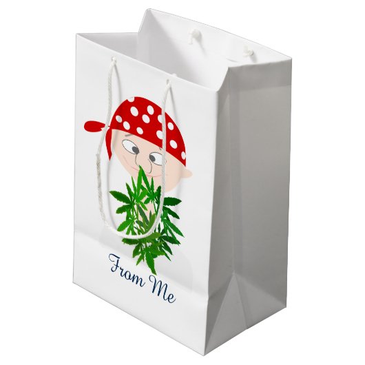 Young Man met Weed Bouquet Personalized Medium Cadeauzakje (Achterkant Gekanteld)