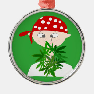 Young Man met Weed Bouquet Personalized Metalen Ornament