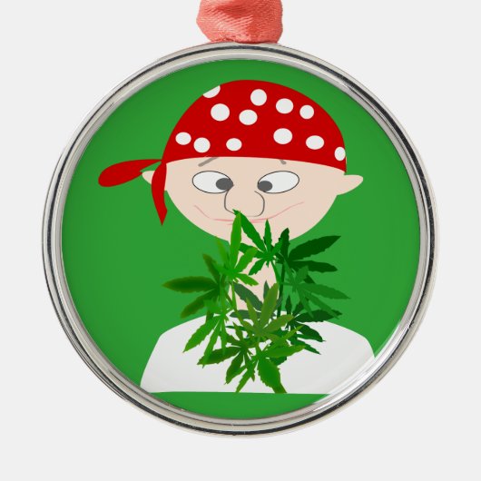 Young Man met Weed Bouquet Personalized Metalen Ornament (Voorkant)