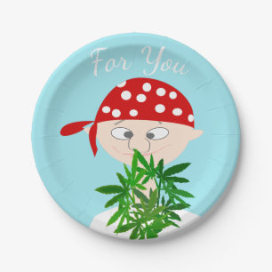 Young Man met Weed Bouquet Personalized Papieren Bordje
