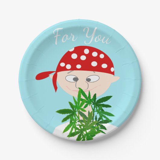 Young Man met Weed Bouquet Personalized Papieren Bordje (Voorkant)