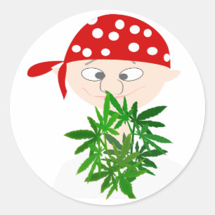 Young Man met Weed Bouquet Personalized Ronde Sticker