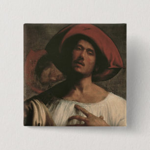 Young Man Singing Vierkante Button 5,1 Cm