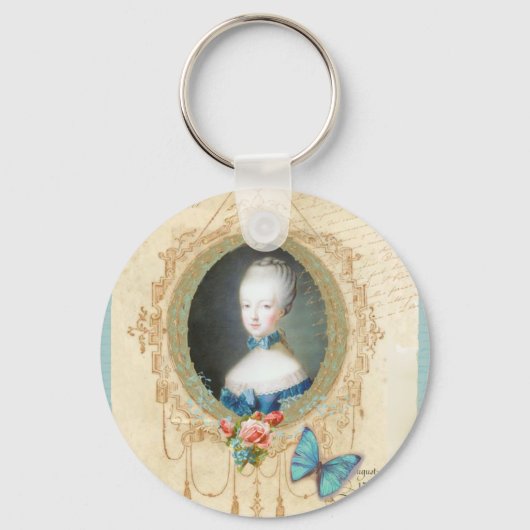 Young Marie Antoinette Butterfly Art Print Sleutelhanger (Voorkant)