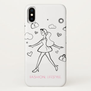 Young Mode Girl - Sketched Art in Black & White Case-Mate iPhone Case