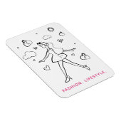 Young Mode Girl - Sketched Art in Black & White Magneet (Rechterzijde)