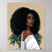 Young Modern Black Afro Girl illustreert Poster (Voorkant)