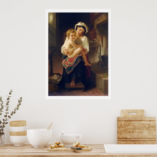 Young Moeder Gazing, William Adolphe Bouguereau Poster (Keuken)