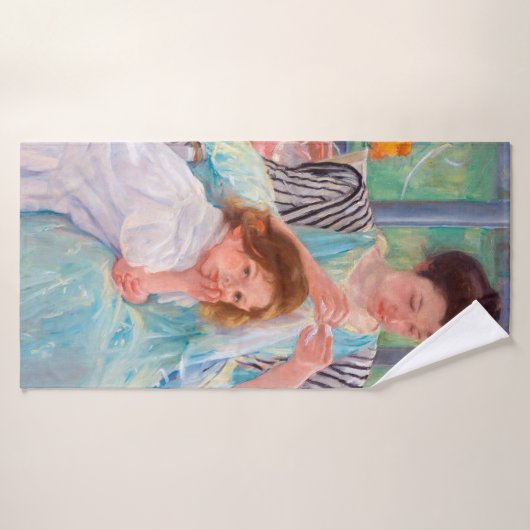 Young Moeder Sewing, Mary Cassatt Badhanddoek (Badhanddoek)