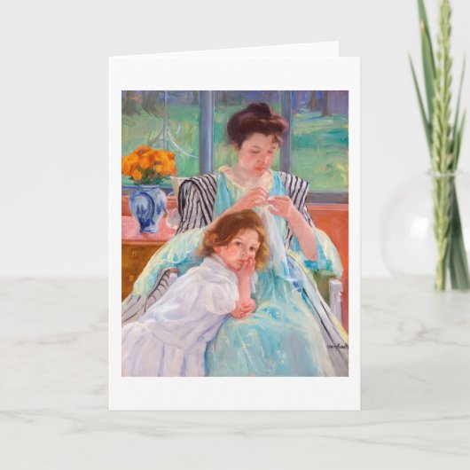 Young Moeder Sewing, Mary Cassatt Kaart (Voorkant)