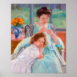 Young Moeder Sewing, Mary Cassatt Poster