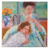 Young Moeder Sewing, Mary Cassatt Tegeltje (Voorkant)