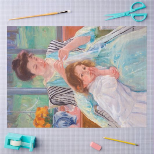 Young Moeder Sewing, Mary Cassatt Tissuepapier (Craft)