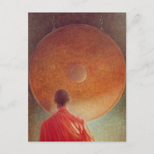 Young Monk met Gong Briefkaart (Voorkant)