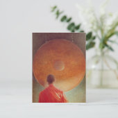 Young Monk met Gong Briefkaart (Staand voorkant)
