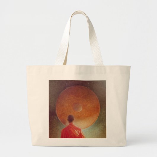 Young Monk met Gong Grote Tote Bag (Voorkant)