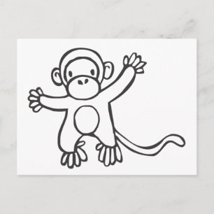 Young Monkey in Black en White Sketch Briefkaart