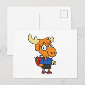 Young Moose met rugzak | Achterkleur kiezen Briefkaart (Voorkant / Achterkant)