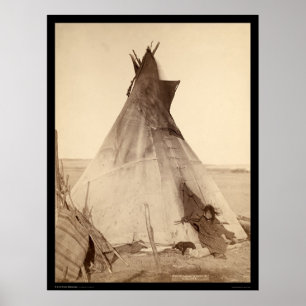Young Oglala Indian Outside Tipi SD 1891 Poster
