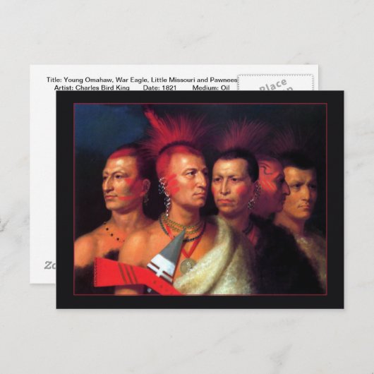 Young Omahaw, War Eagle, Little Missouri & Pawnees Briefkaart (Voorkant / Achterkant)