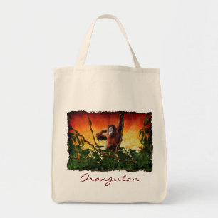 Young Orangutan & Oerwoud Sunrise Wildlife Canvas Tote Bag
