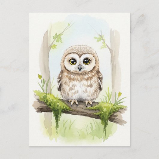 Young Owl Baby Wild Animals Briefkaart (Voorkant)