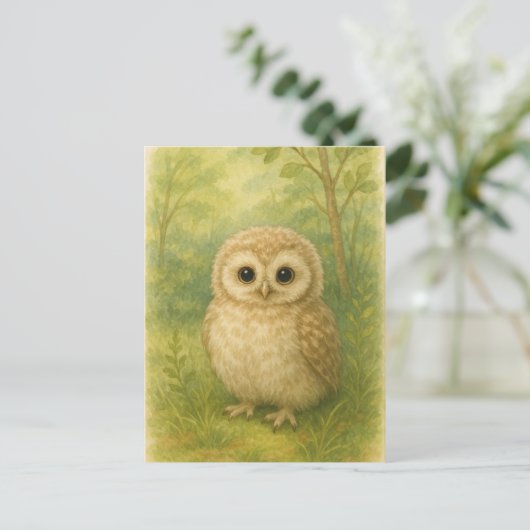 Young Owl Baby Wild Animals Briefkaart (Staand voorkant)