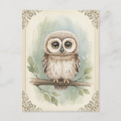 Young Owl Baby Wild Animals Briefkaart (Voorkant)