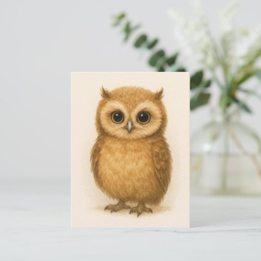 Young Owl Baby Wild Animals Briefkaart (Staand voorkant)