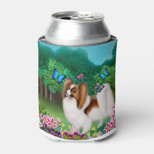 Young Papillon Dog met Butterflies Koelbox Blikjeskoeler